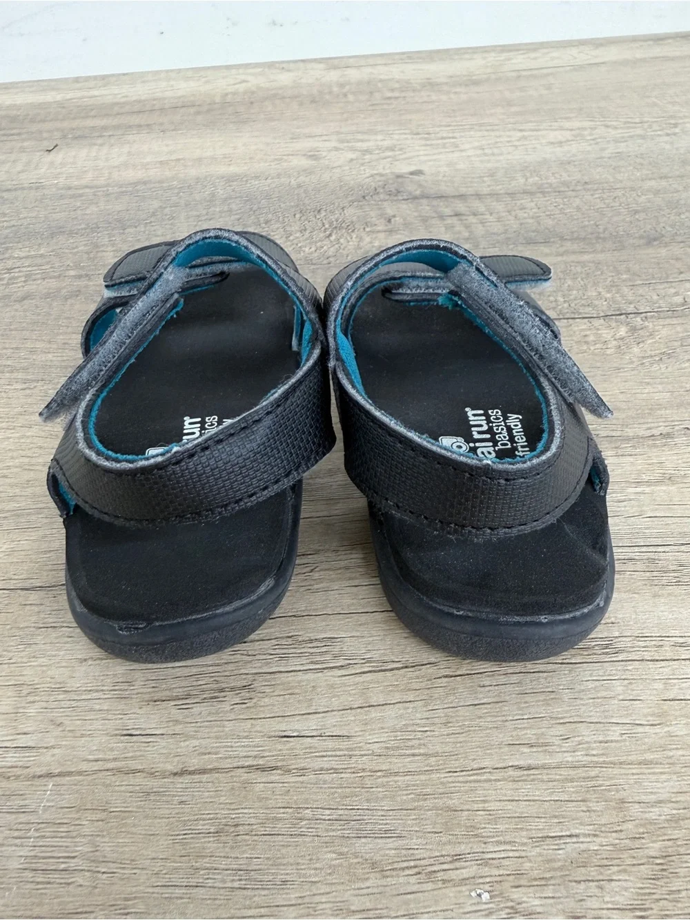 See Kai Run Black Kids' Hook-and-Loop Sandals with Teal Lining
